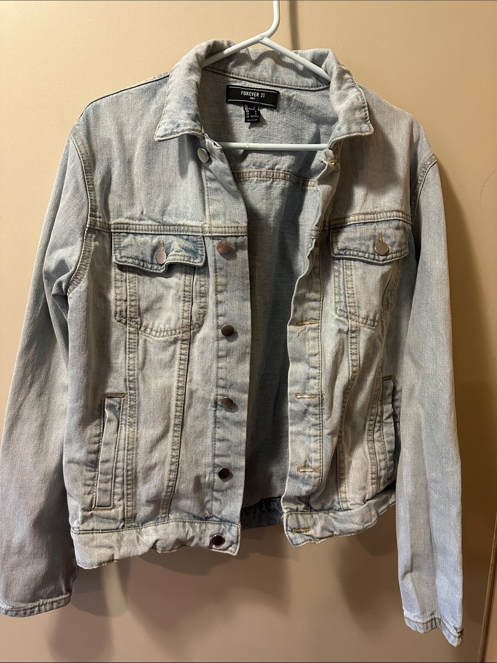 Forever 21 Men’s Washed Light Blue Denim Jacket